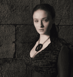 Sophie Turner as Alayne Stone, aka Sansa Stark.
