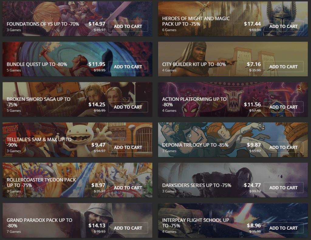 Gog has an extensive catalogue of games on offer