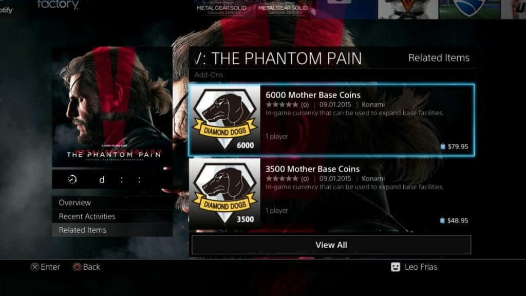 Metal Gear Solid 5: The Phantom Pain Microtransaction