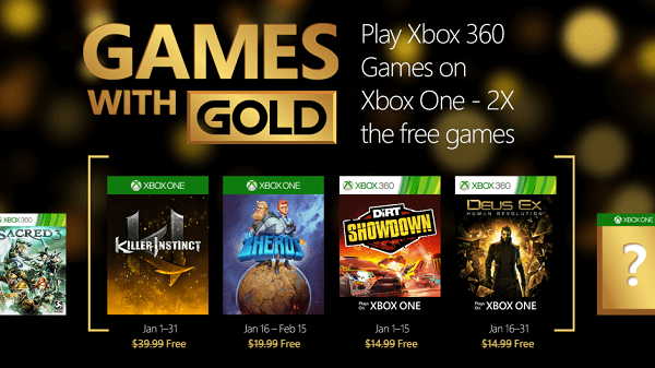 Microsoft has an interesting line-up for January's Games with Gold.