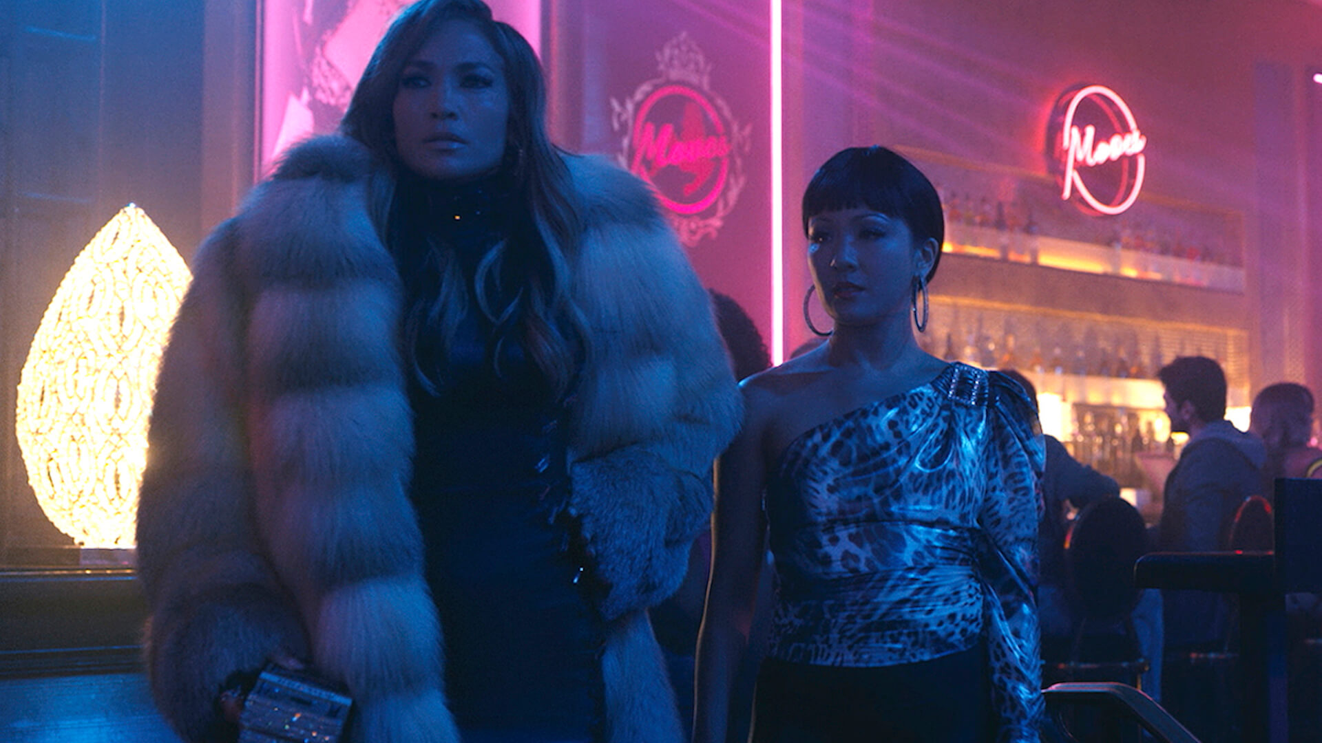 JLo and Constance Wu talk in Hustlers