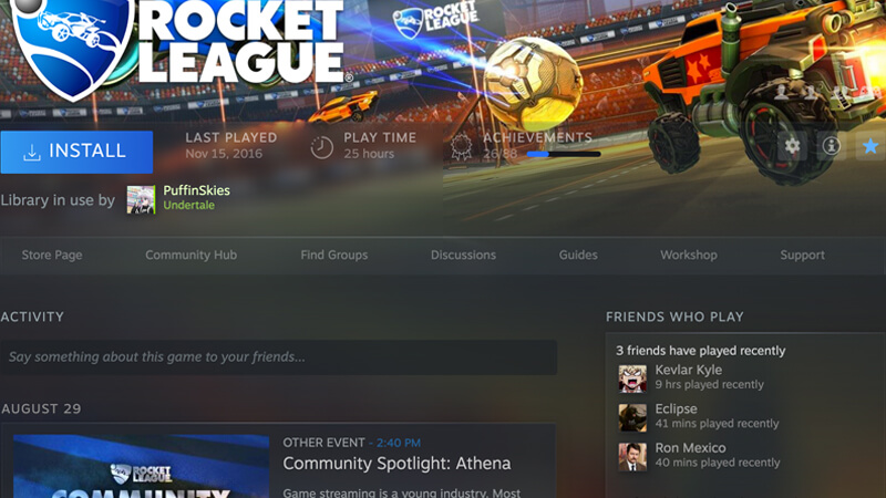 Rocket League Steam Page