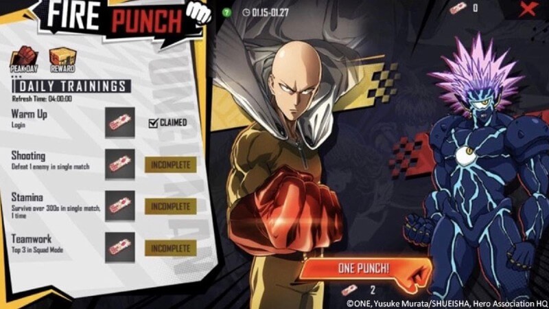 Everything we know so far about the upcoming Free Fire x One-Punch Man  event