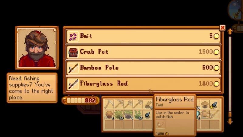 Stardew Valley Guide - How to Attach Bait to a Fishing Rod