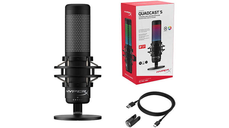 HyperX Quadcast S Microphone Amazing Lights and Sound - Photo of contents in the box