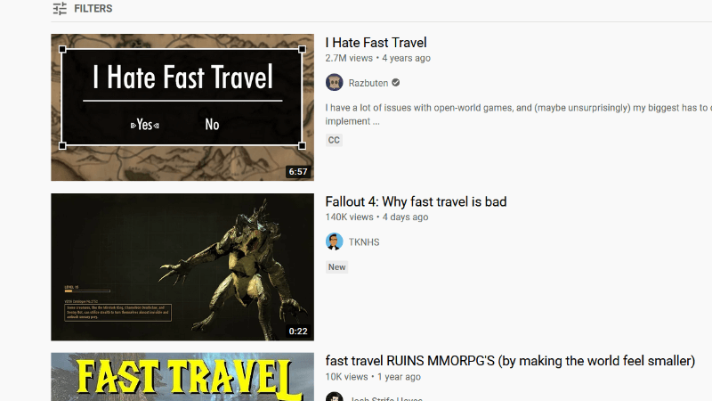 fast travel YouTube search