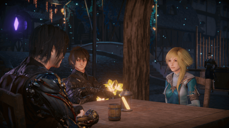 Edge of Eternity JRPG turn-based RPG conversation at a table