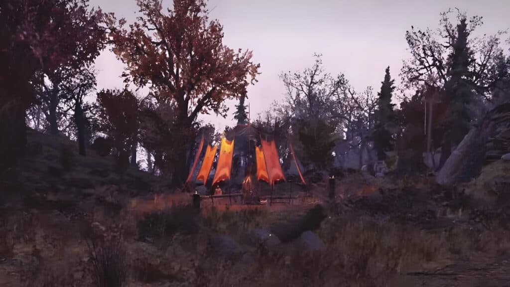 A Mothman Cultist bonfire in Fallout 76