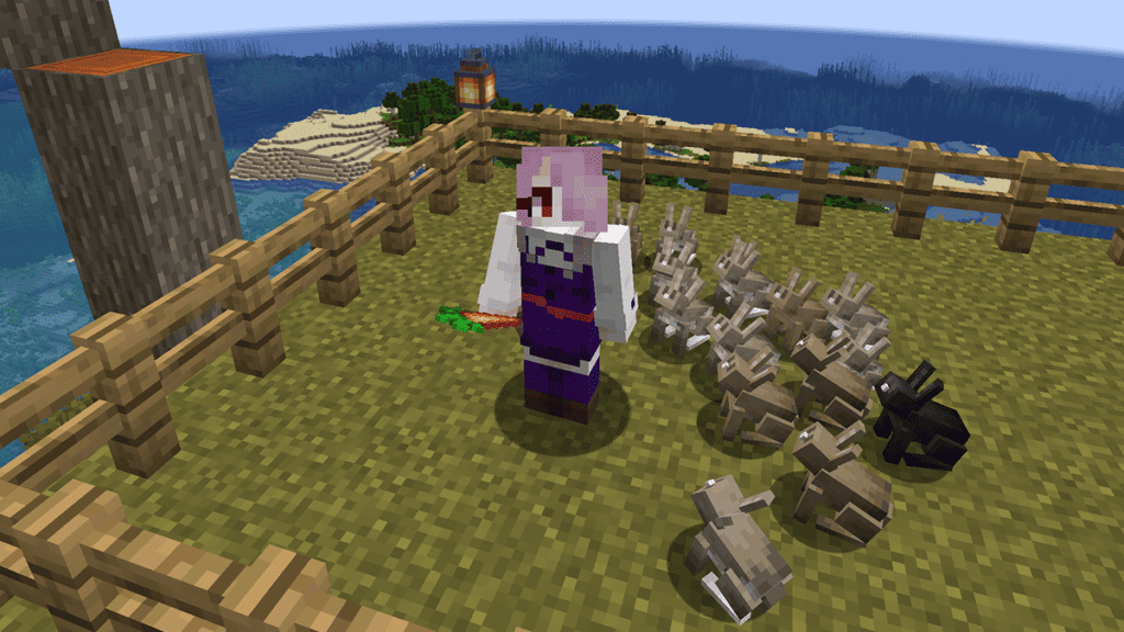 Giving Rabbits a Carrot in MinecraftGiving Rabbits a Carrot in Minecraft