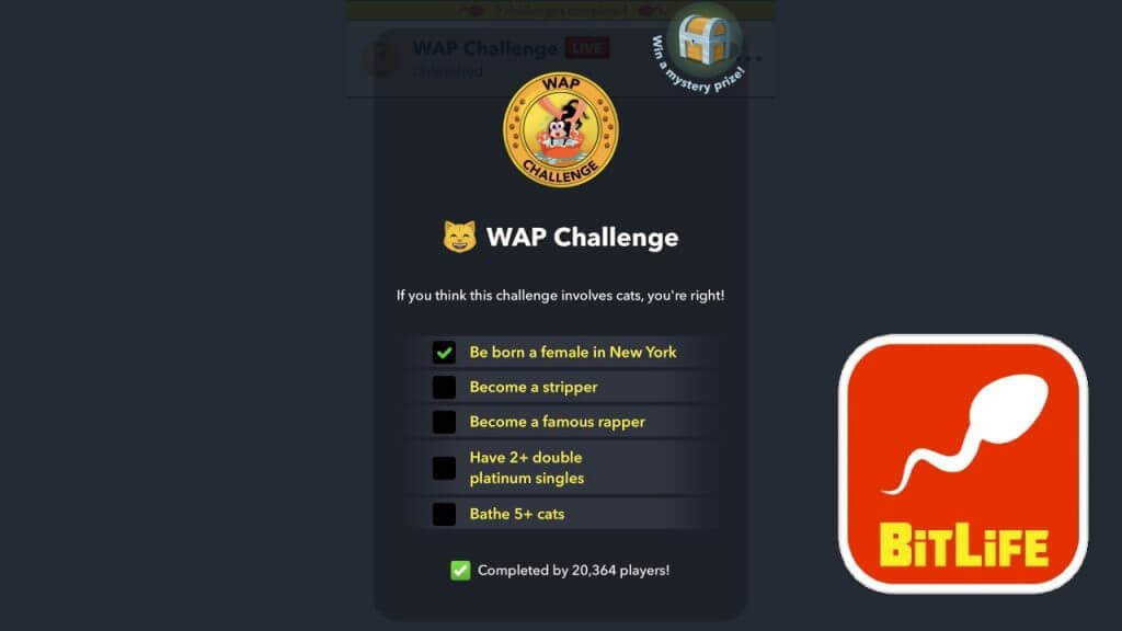 bitlife how to complete the wap challenge main