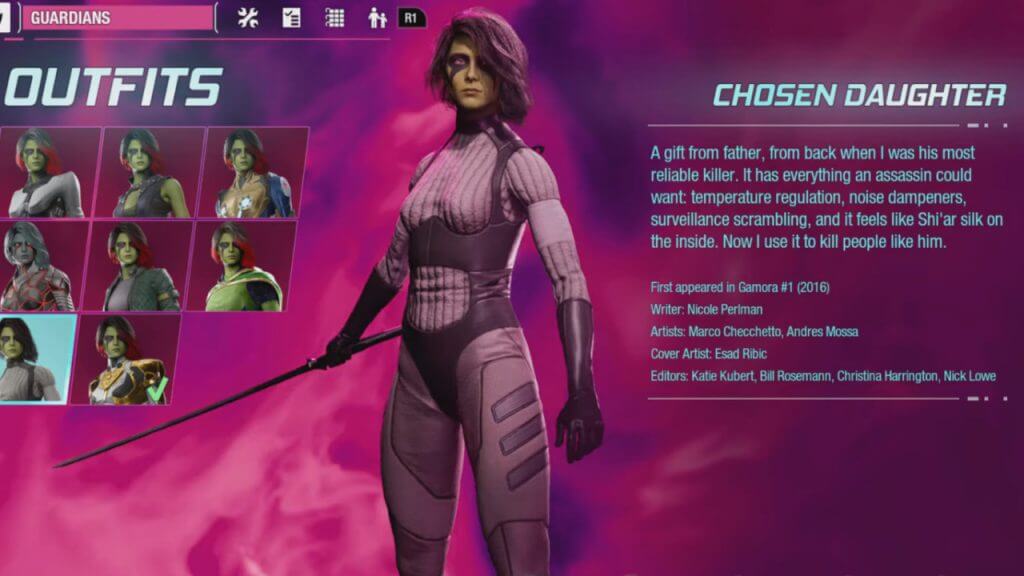 guardians of the galaxy gamora's chosen daughter outfit