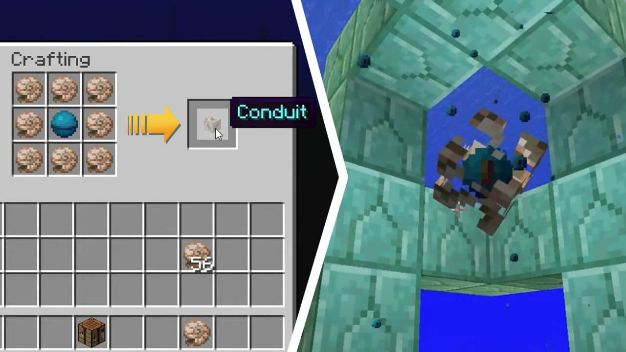 Minecraft How To Get And Use A Heart Of The Sea The Nerd Stash   Minecraft Conduit Recipe 