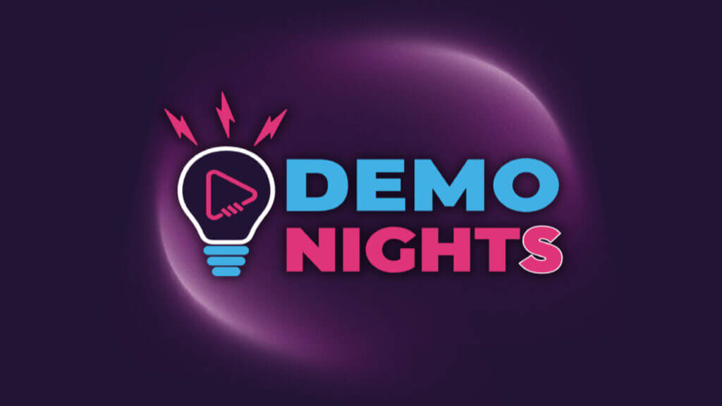 DemoNights logo with background, DemoNights 2022, Developer event