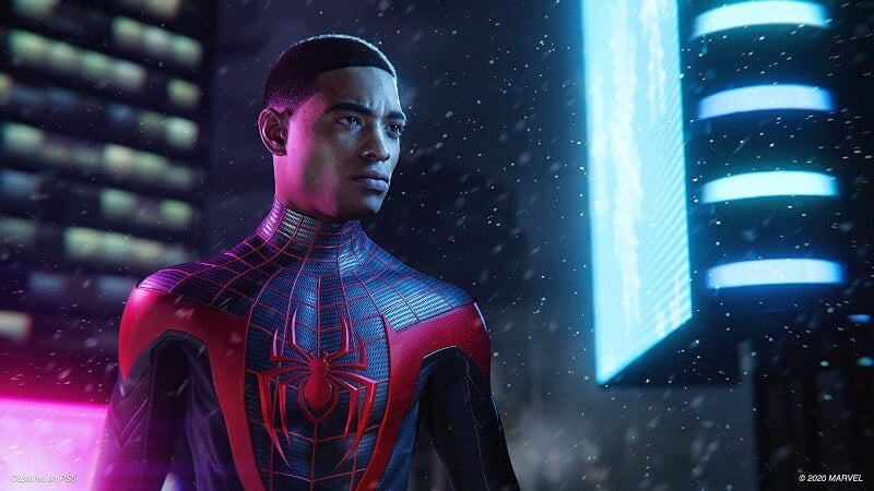 Miles seen in his Spider suit in his spin off game