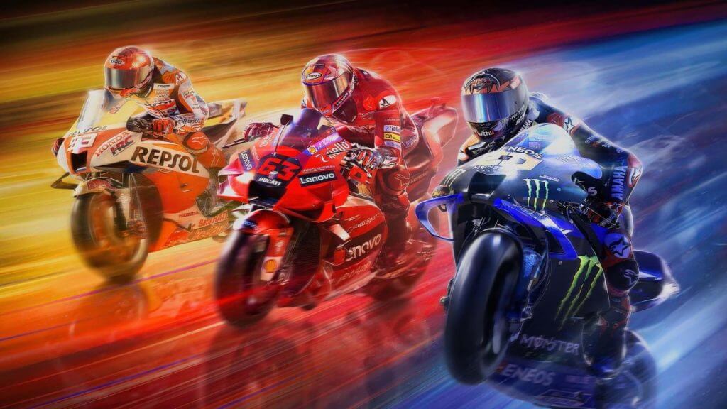 MOtoGP 22 title image with racers, MotoGP 22 Review, Milestone game