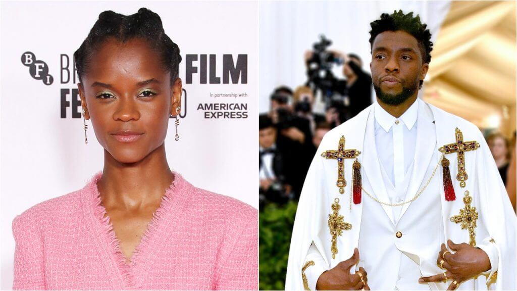 Letitia Wright (left) speaks on Black Panther: Wakanda Forever and honoring Chadwick Boseman