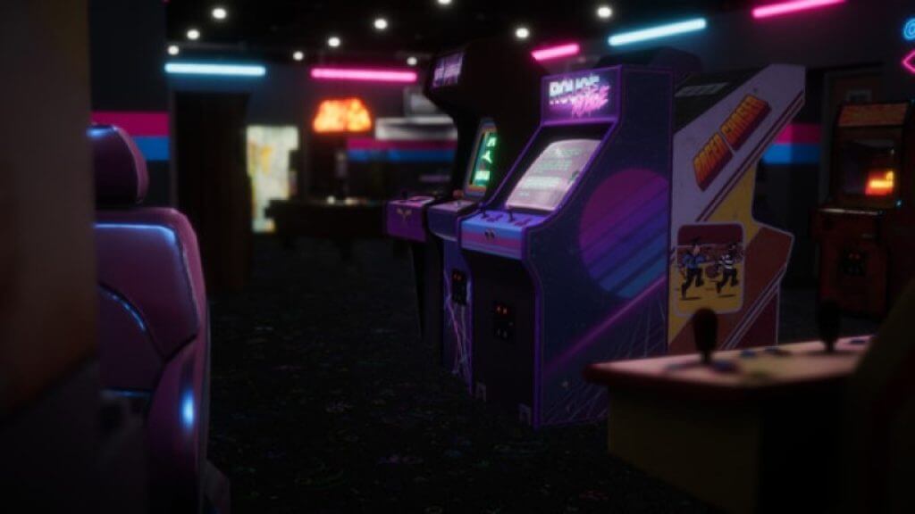Arcade Paradise title artwork, Arcade Paradise review, Nosebleed Interactive game