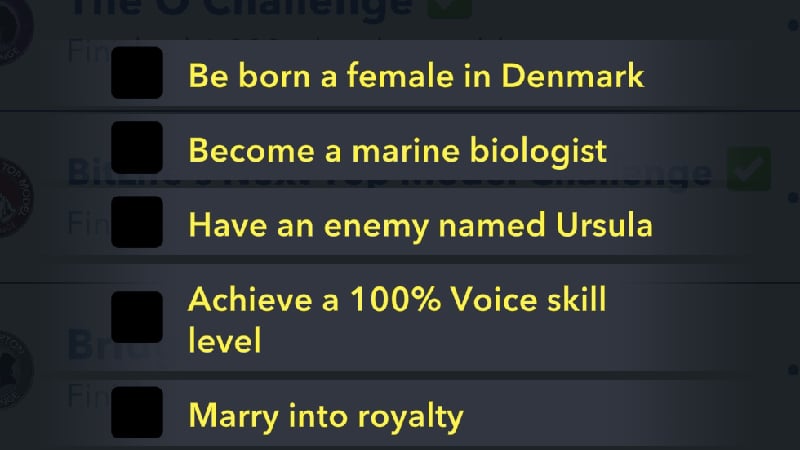 Bitlife Under the Sea list