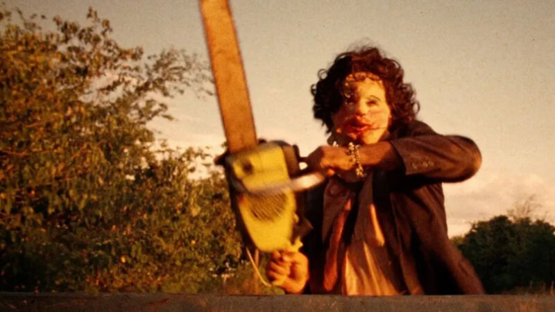 Leatherface giving chase