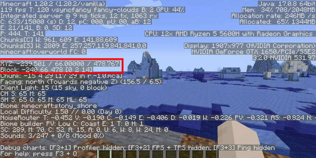 Turning On the Coordinates in Minecraft
