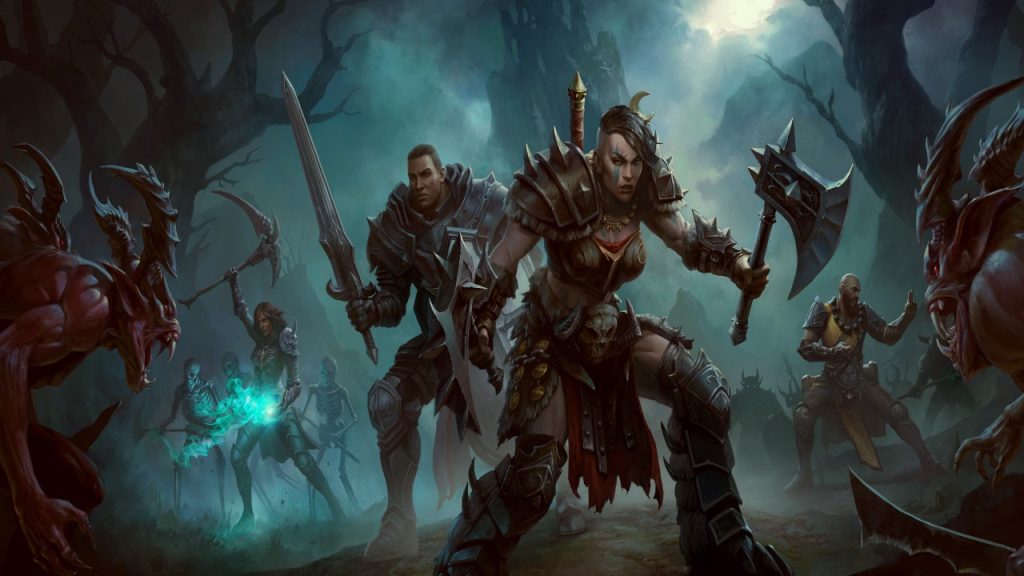 Diablo Immortal artwork with adventurers, Diablo Immortal patch notes, Diablo Immortal Content Update One