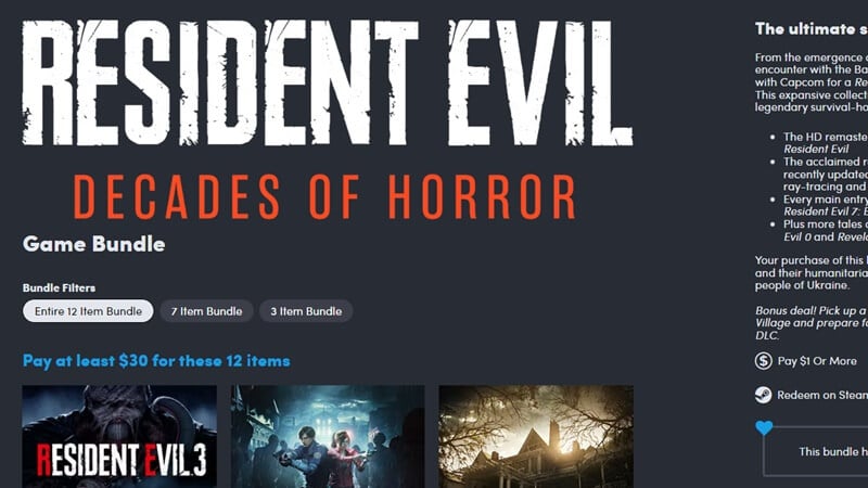 Resident Evil Humble Bundle has nearly every game for $30