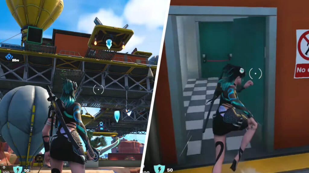 Bust Through a Door at Cloudy Condos and No Sweat Insurance In Fortnite