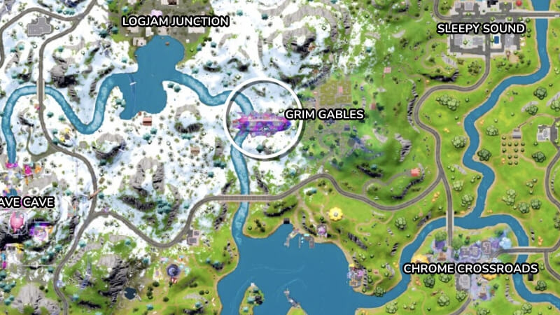 A Map Displaying the Location of the Flairship in Fortnite Chapter 3 Season 4