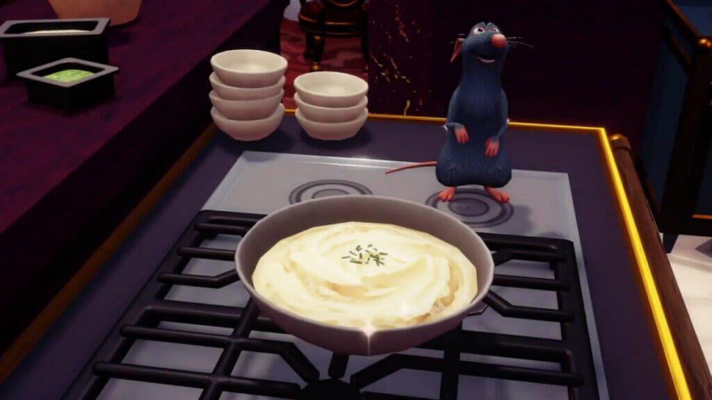 Remy Standing by a bowl of Puree in Disney Dreamlight Valley