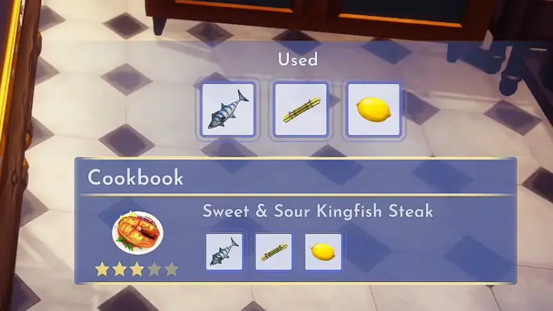 How to cook Sweet and Sour Kingfish Steak in Disney Dreamlight Valley