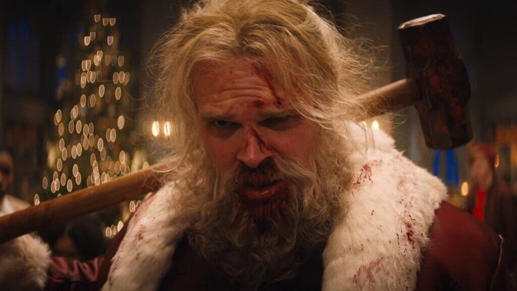 Violent Night trailer David Harbour Santa Claus