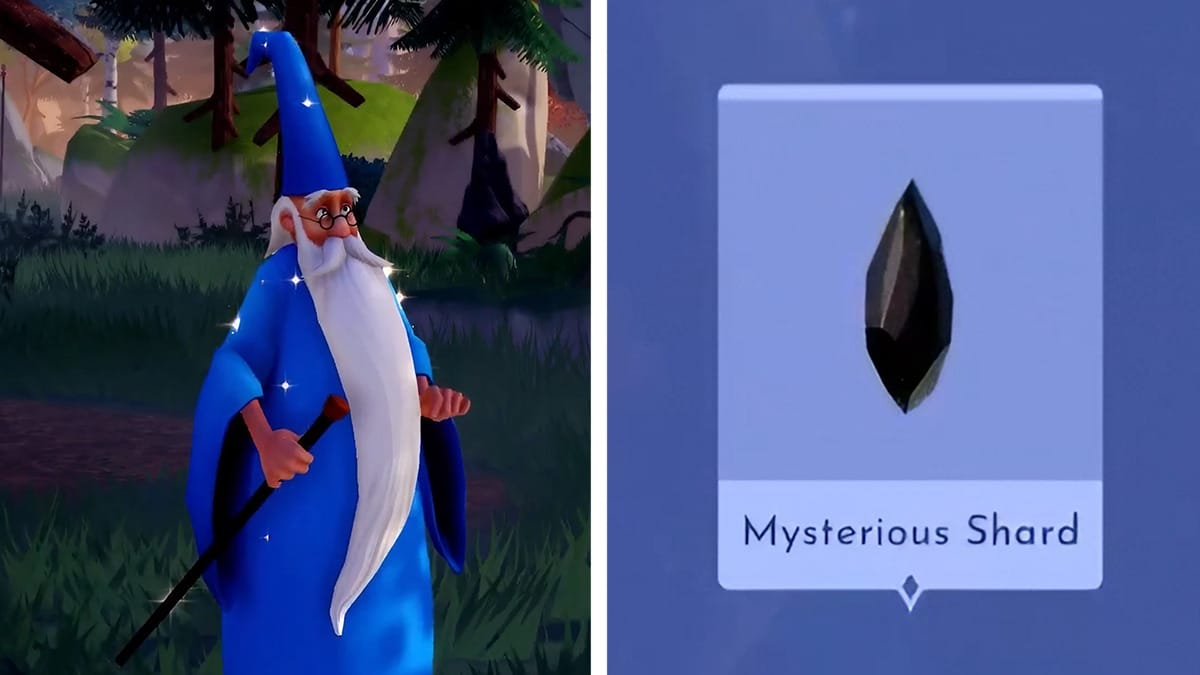 merlin and mysterious shard in Disney Dreamlight Valley
