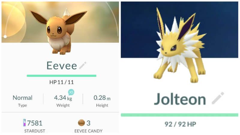 Pokemon GO: Evolving Eevee into each of its evolutions