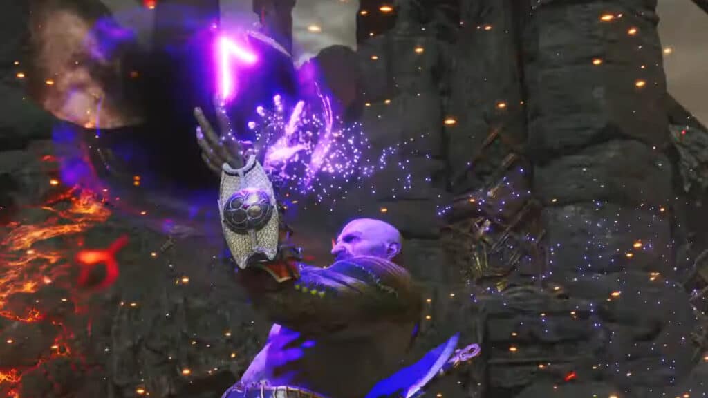 Kratos Fighting the Flame Phantom in God of War Ragnarok