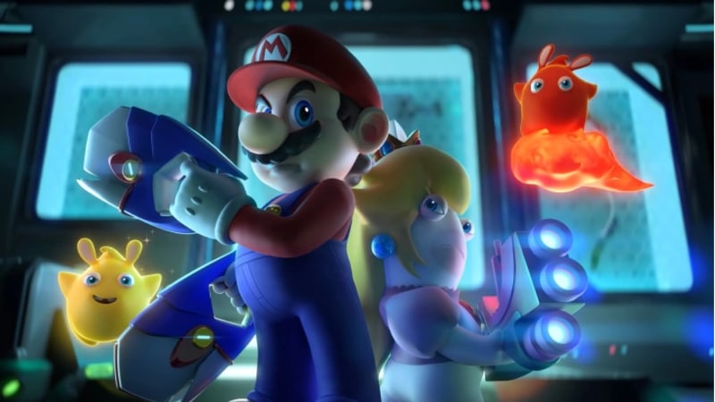 Mario Rabbids Sparks of Hope Trailer Screenshot of Mario and Rabbid Peach