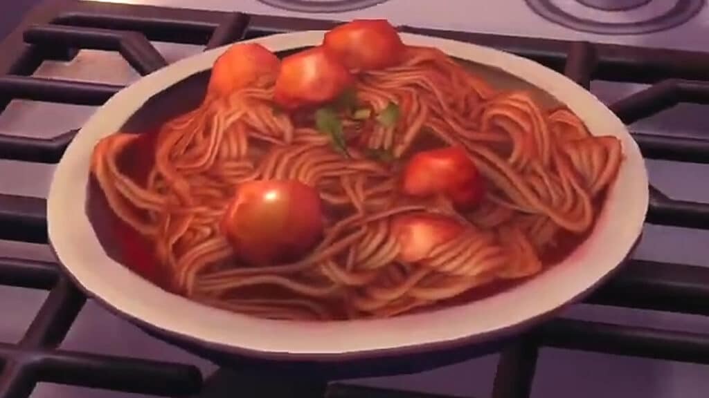 Plate of Spaghetti Arrabbiata in Disney Dreamlight Valley
