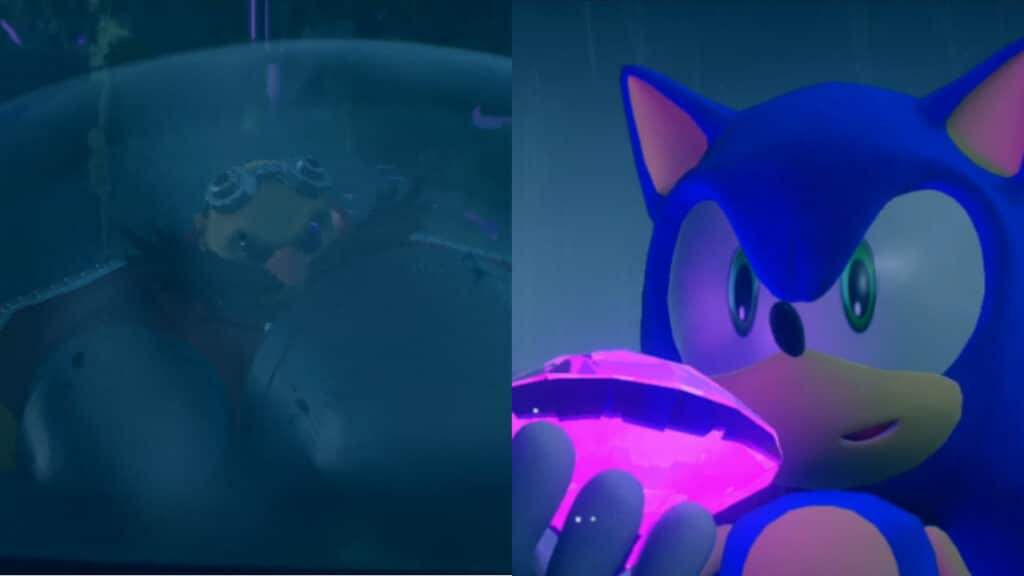 Split image of Sonic and Dr Eggman in the true final boss of Sonic Frontiers