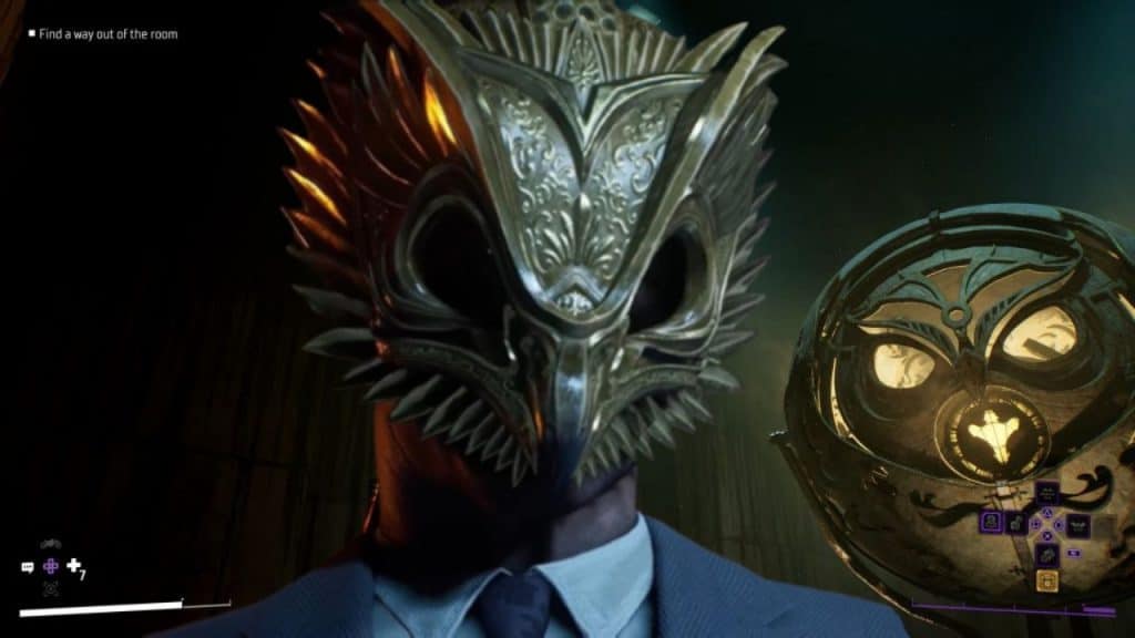 The Owl Head puzzle in the labyrinth from Gotham Knights