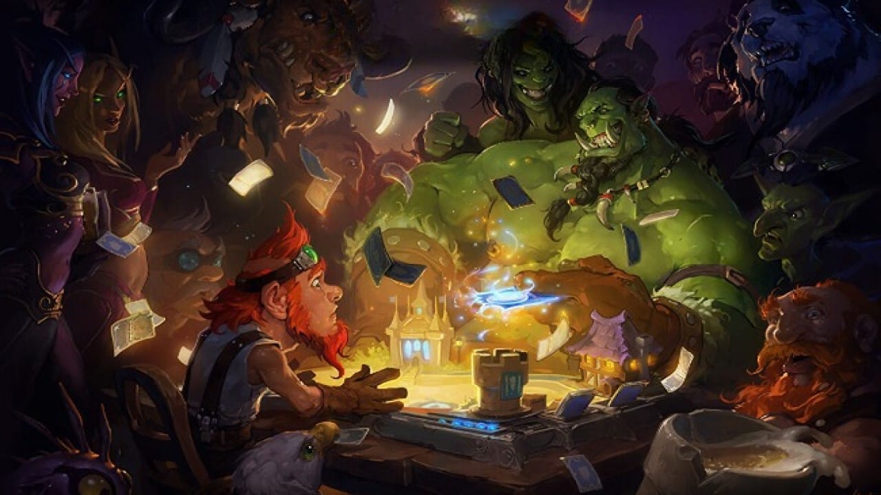 Hearthstone title image with characters playing game, Hearthstone patch, Hearthstone 25.0.4 update