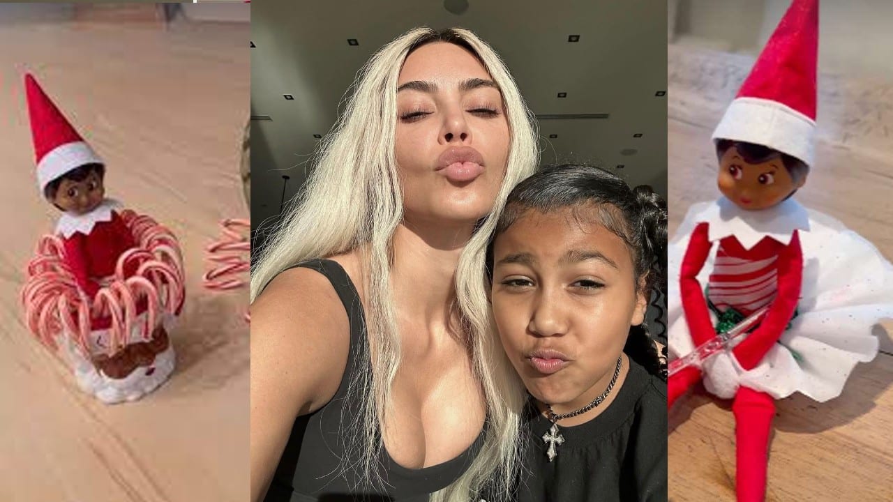 Kim Kardashian and her daughter puckered lips