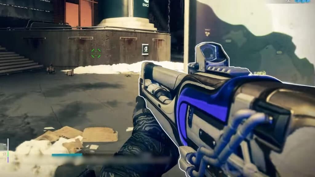 Wielding the Frosty Legendary Pulse Rifle in Destiny 2