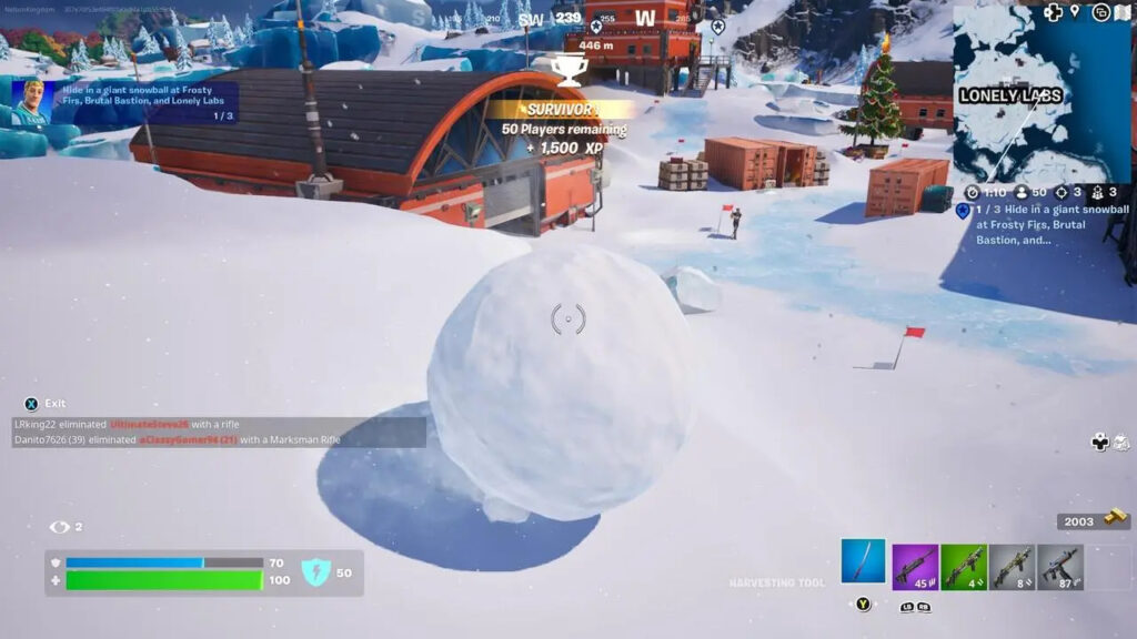how to hide inside a giant snowball in fortnite feature