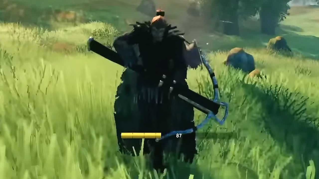 Fighting a Seeker with an Arbalest Crossbow in Valheim