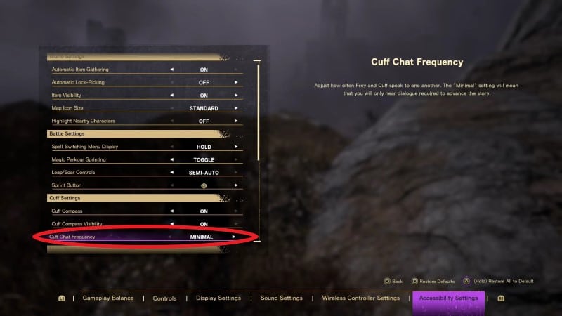 Forspoken Cuff's Dialogue Turn Off Setting