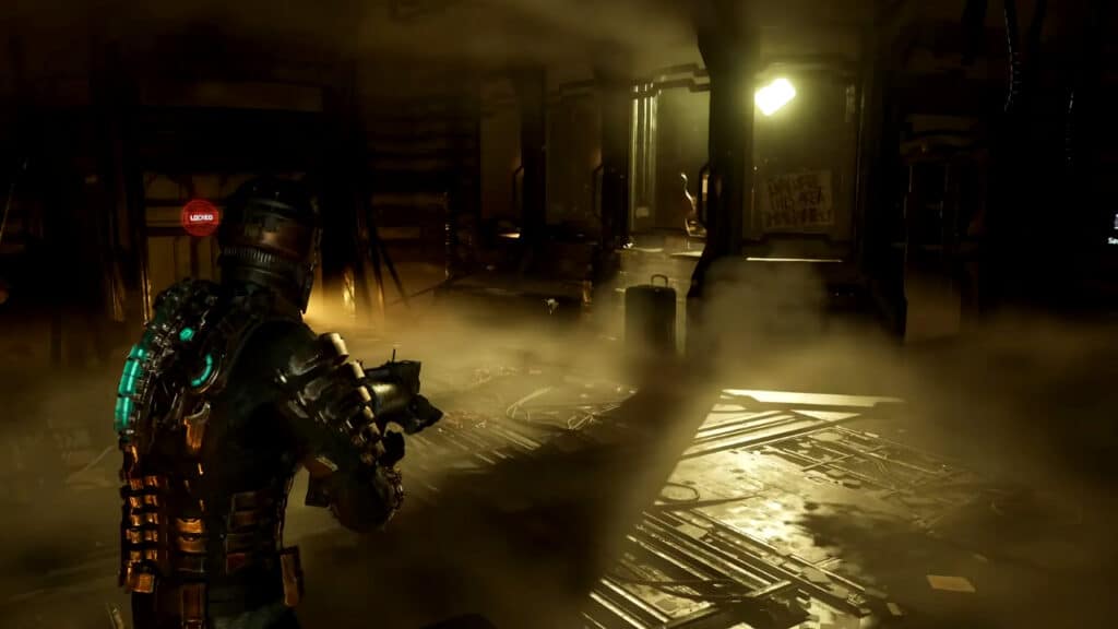 Issac Standing in a Dusty Room in Dead Space Remake