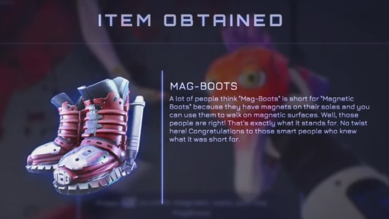 Item Obtained Description Window for the Mag Boots in High on Life