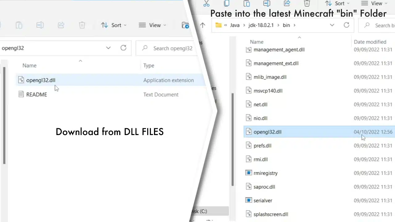 Moving Files from DLL File Download to fix GLFW error 65542 in Minecraft