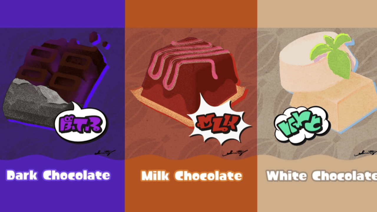 Splatoon 3 Schokolade Splatfest Dunkel gegen Milch gegen Weiß