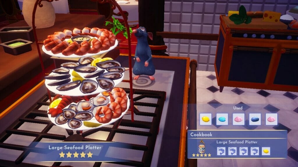 How to make a Large Seafood Platter in Disney Dreamlight Valley.