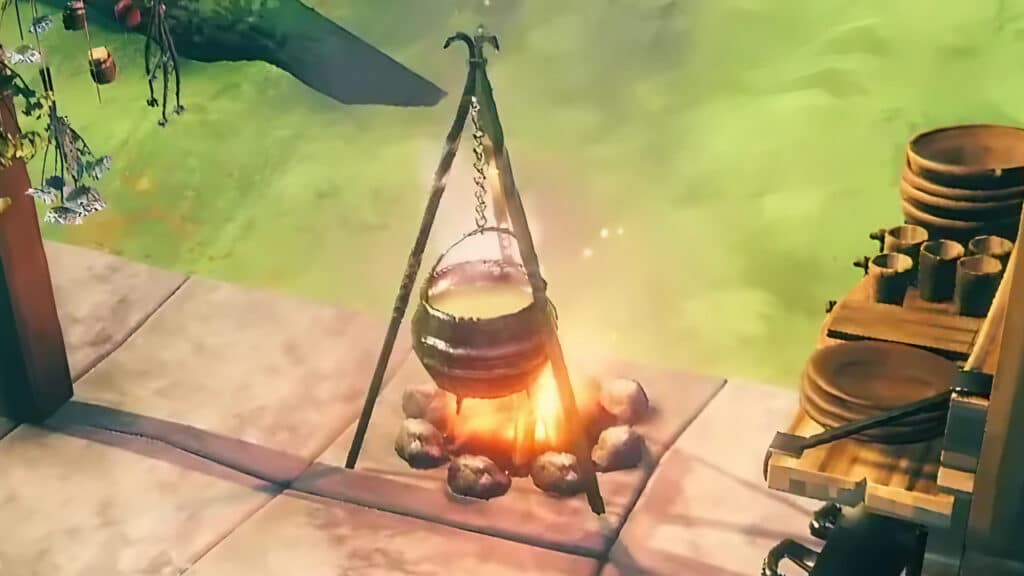 Cauldron surrounded with Upgrades in Valheim